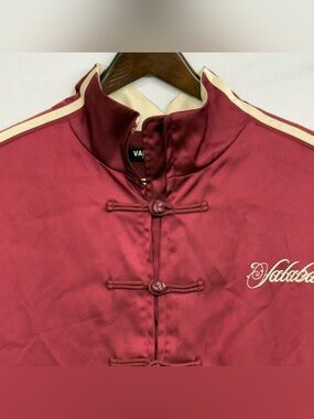 VALABASAS Chinese Striped Frog Closure Jacket Red Logo Men's Size Medium